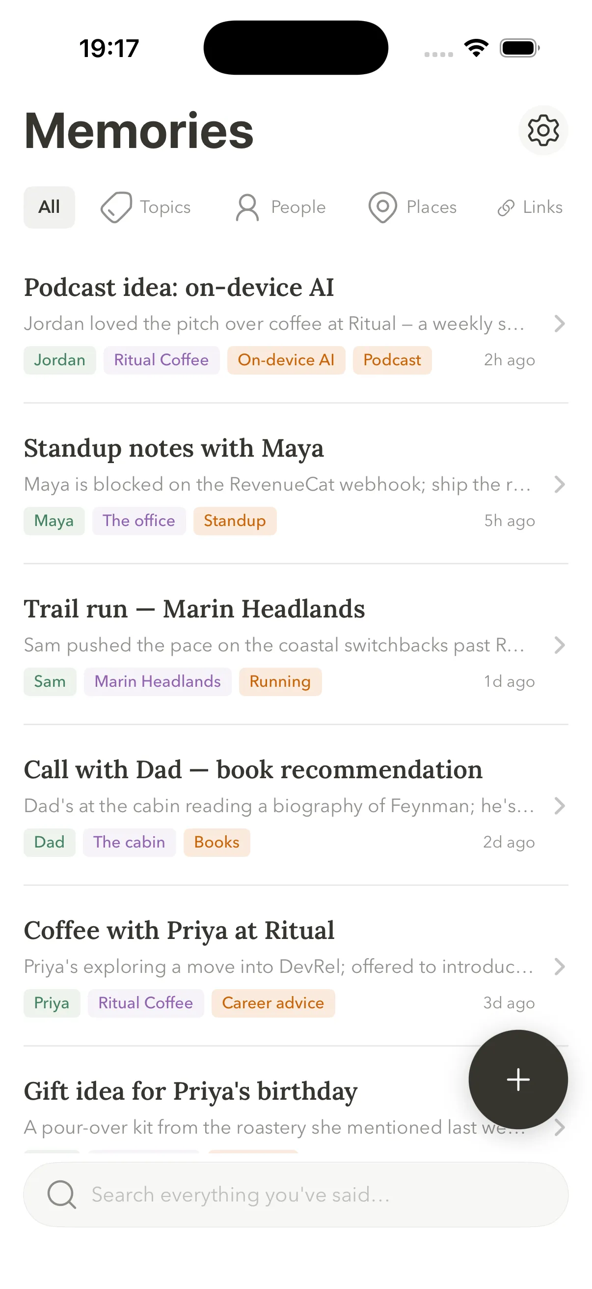 Furu library with search and tag filters